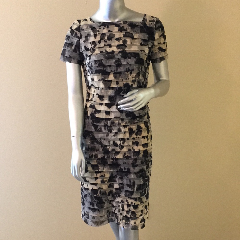 Adrianna Papell layered mesh leopard dress